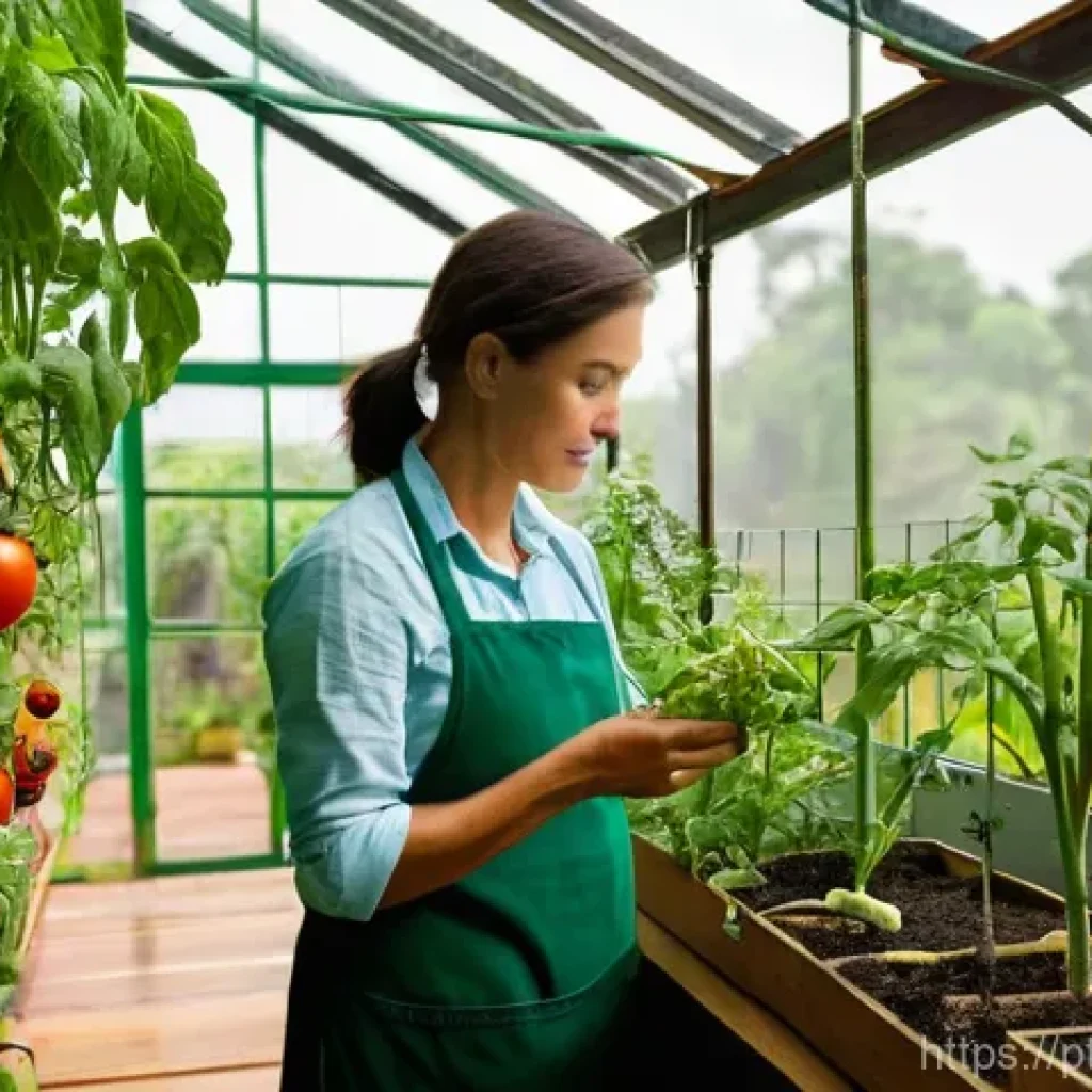 생장조절제 활용법 - **Prompt:** A vibrant, sun-drenched Brazilian home garden filled with lush, healthy vegetables and f...