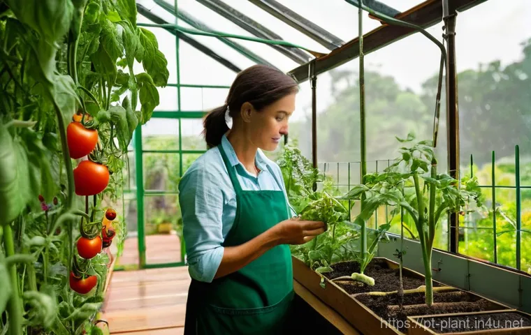 생장조절제 활용법 - **Prompt:** A vibrant, sun-drenched Brazilian home garden filled with lush, healthy vegetables and f...
